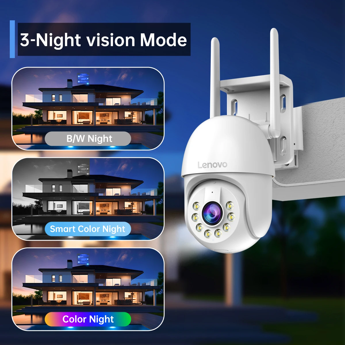 Lenovo 2K PTZ WIFI CCTV Surveillance Camera HD Color Night Vision Auto Tracking 5X Digital Zoom Outdoors Video Security Monitor