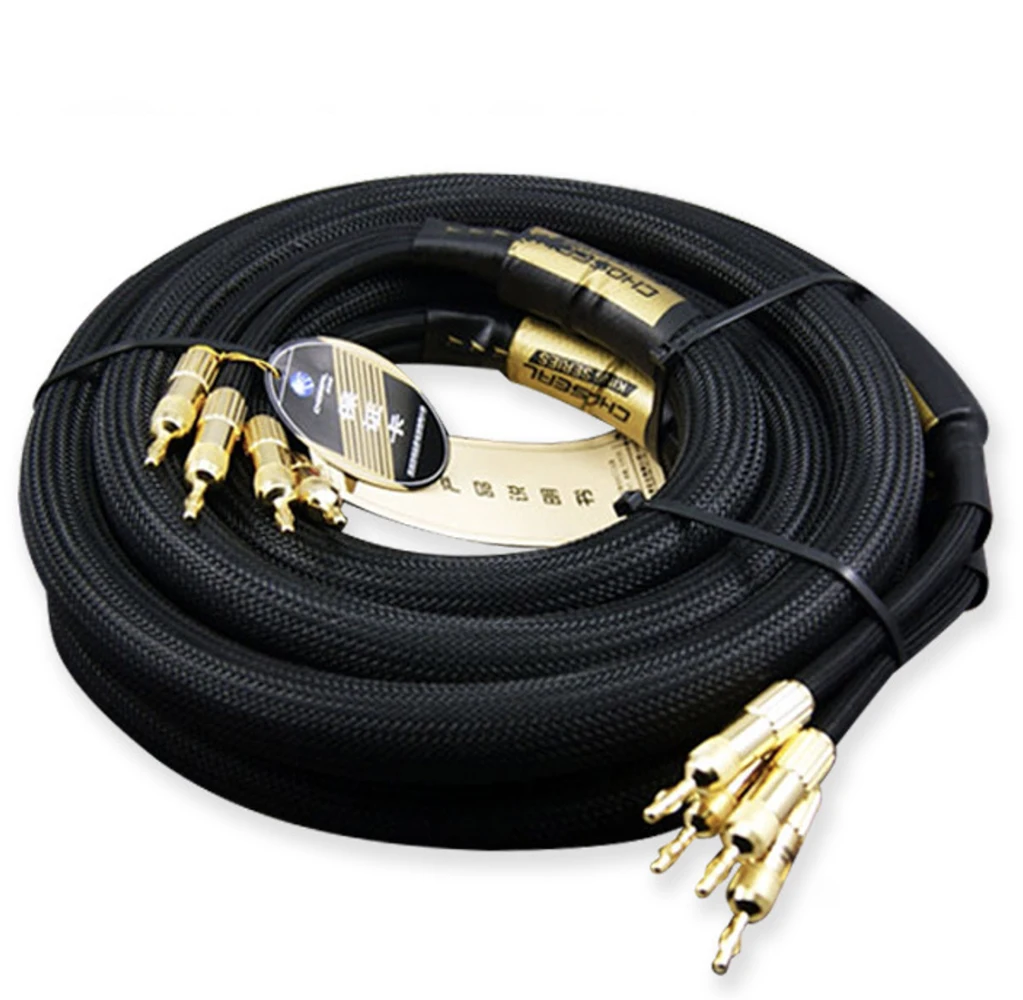 Imagem -02 - Choseal 6n Occ Audiophile Alto-falante de Alta Fidelidade Cabo 24k Banhado a Ouro Banana Plug Alto Nível 25 mm x 2.5m La5101