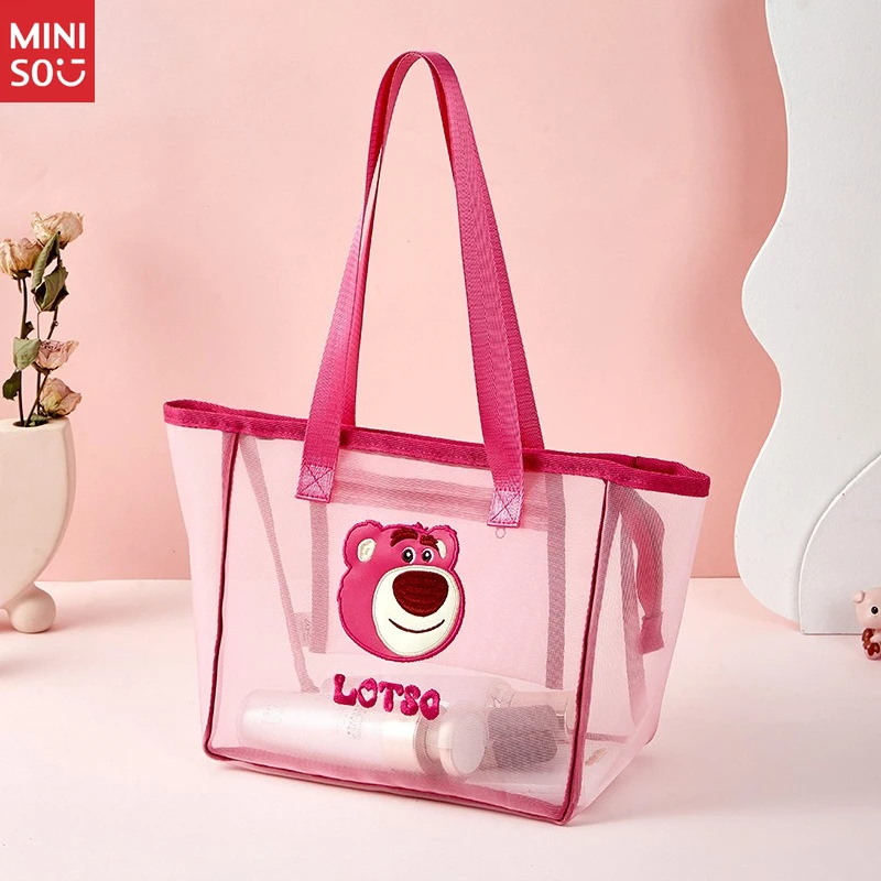 

Disney Lotso Bear Mesh Tote Bag, See-Through Large Shopping Bag for Women & Girls