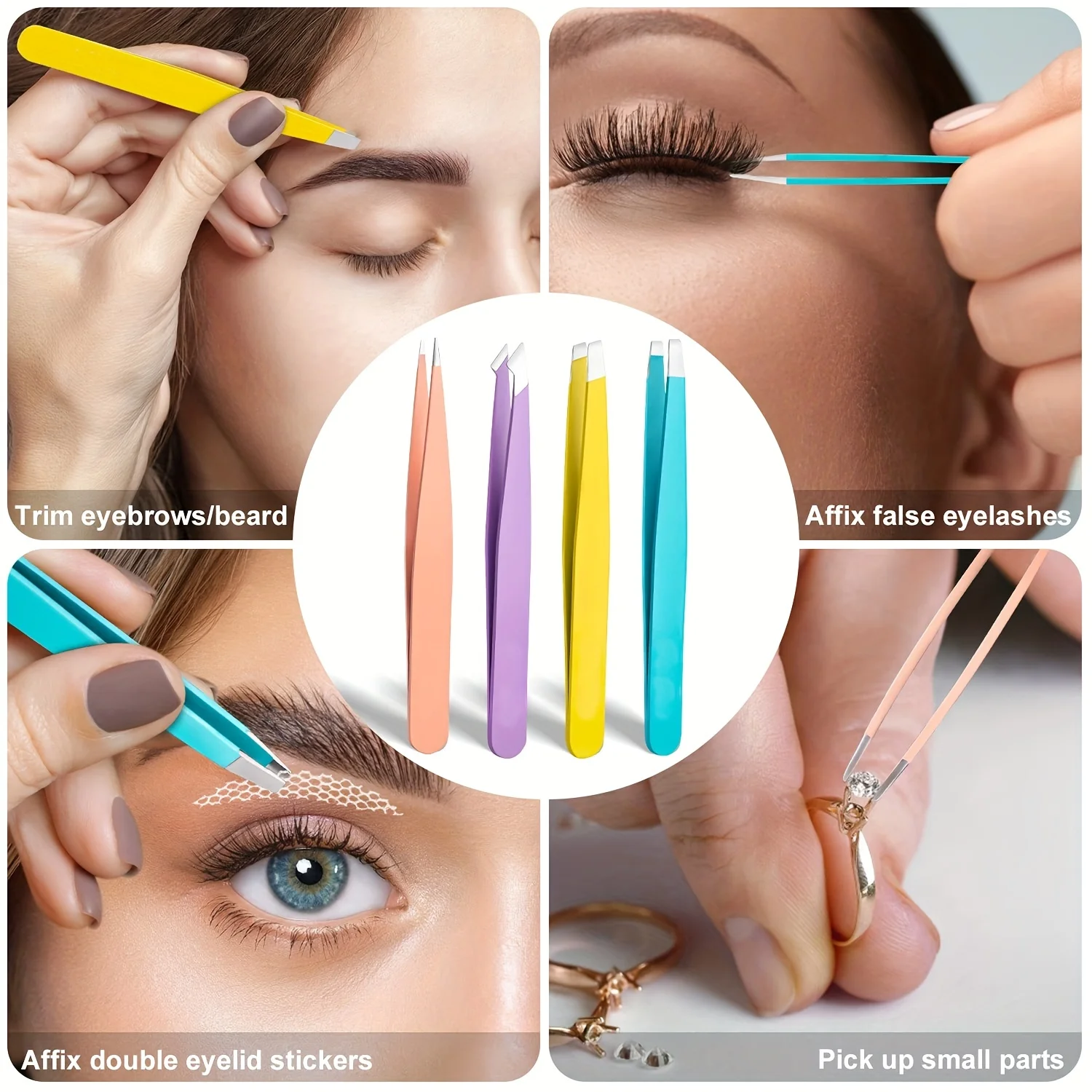 Colorful Eyebrow Tweezer Hair Beauty Fine Hairs Puller Stainless Steel Slanted Eye Brow Clips Removal Makeup Tools