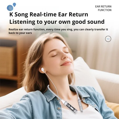 Imagen 2 del producto EARDECO 100H reproducción auriculares inalámbricos HD llamada reducción de ruido bajo 6,0 Bluetooth auriculares con banda para el cuello auriculares deportivos estéreo