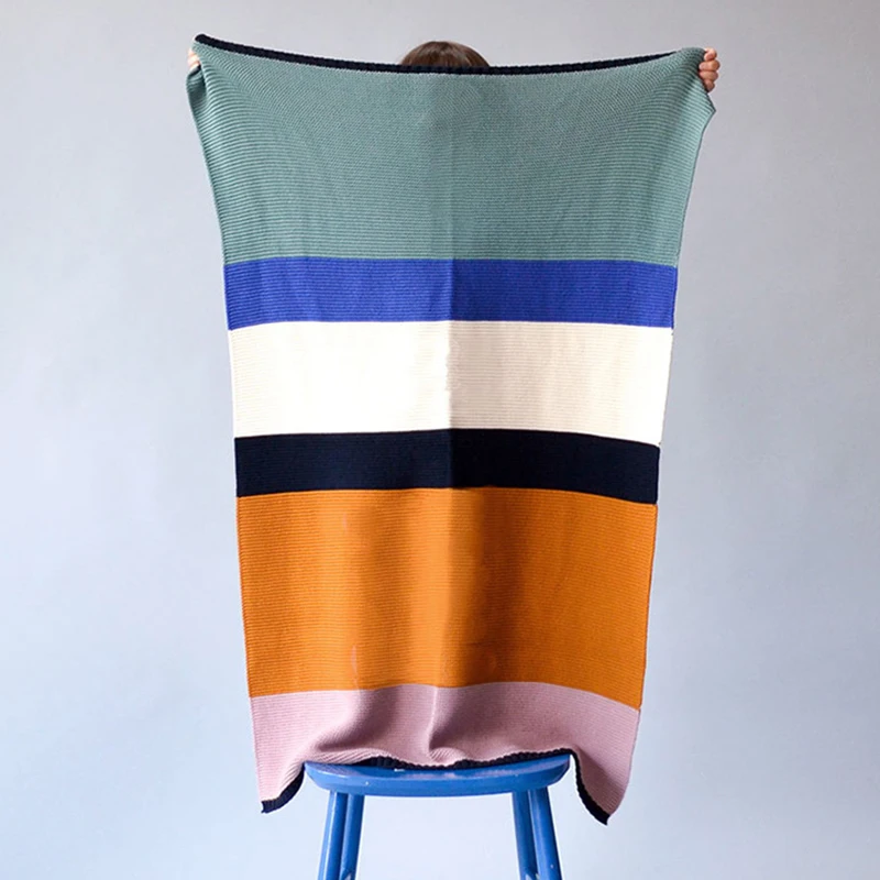 Mixed Color Soft Blanket Chic Knitted Blanket Chenille Crochet Bedspread Throw Blankets for Bed Sofa Korean Home Decoration