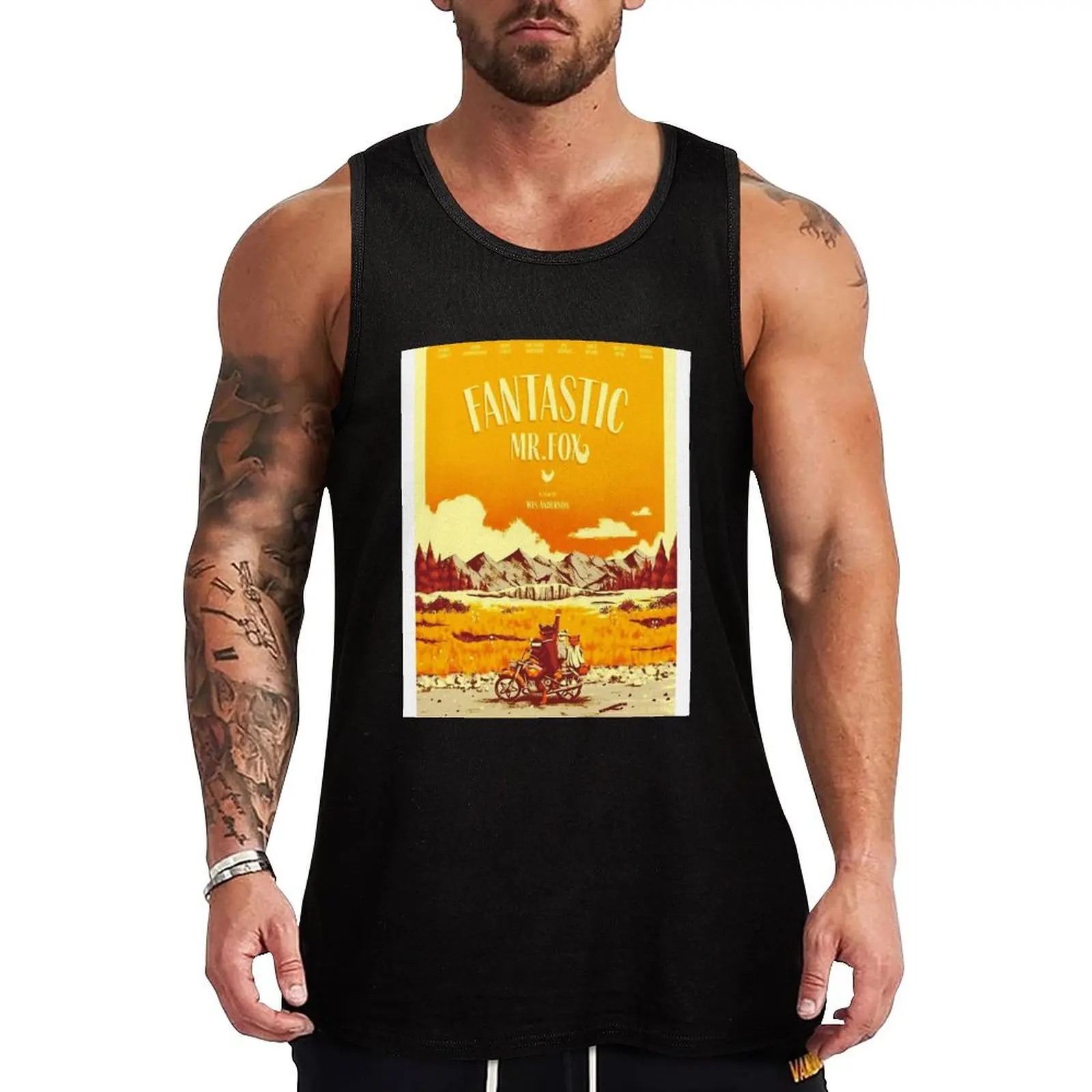 

Mr Fox Fantastic Movie Poster Tank Top sleeveless gym shirt man fitness gym training accessories