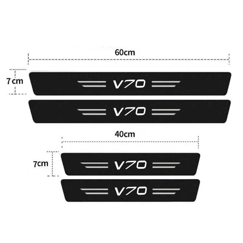 Luminous Car Door Threshold Stickers for Volvo V70 Logo Anti Scratch Film Night Lighted Rear Trunk Sill Waterproof Decals Tape