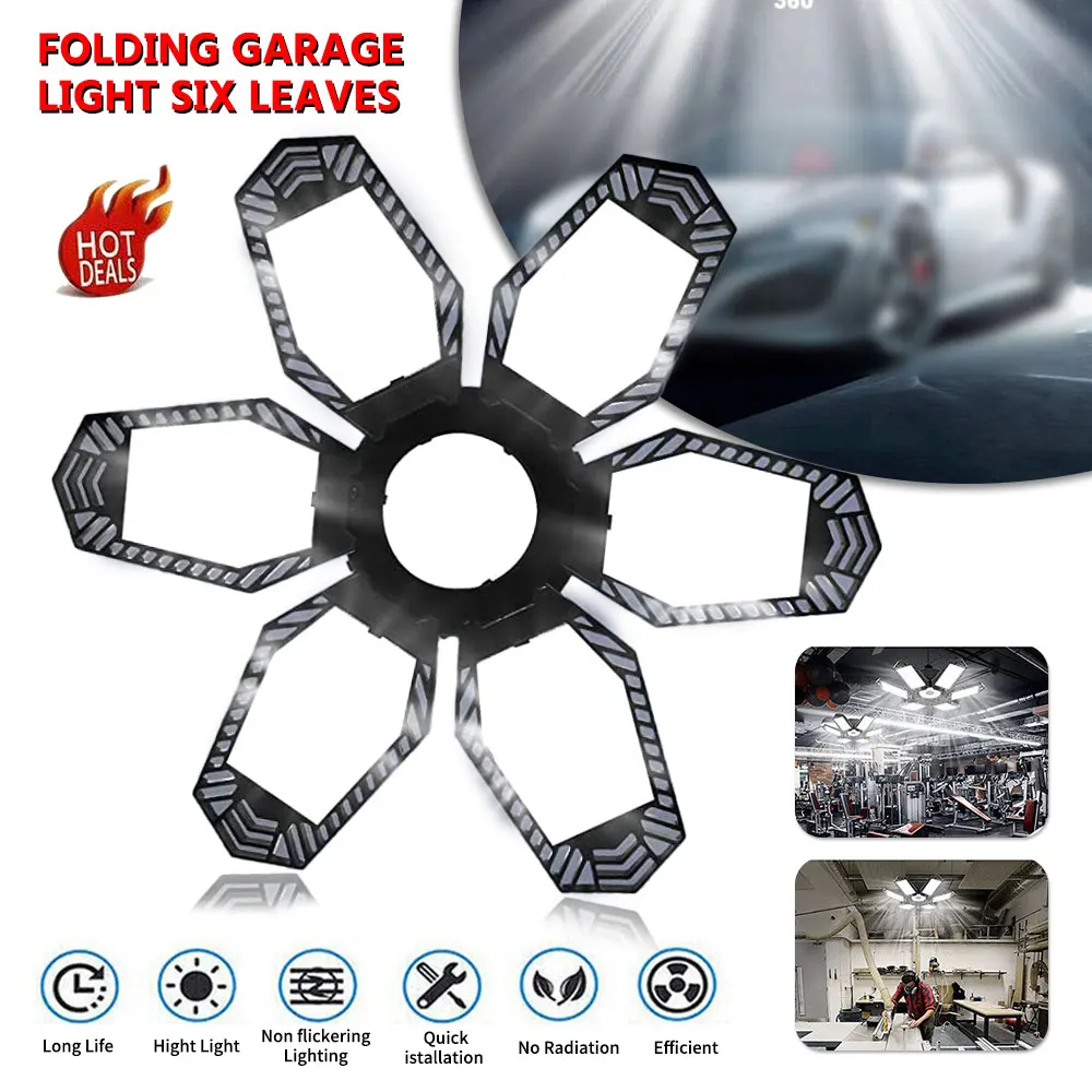 6 لوحات LED أضواء المرآب مع E26/E27 سقف متجر العمل Lamp180W 16000 التجويف AC220V 110V لمبة لورشة العمل الإضاءة الصناعية