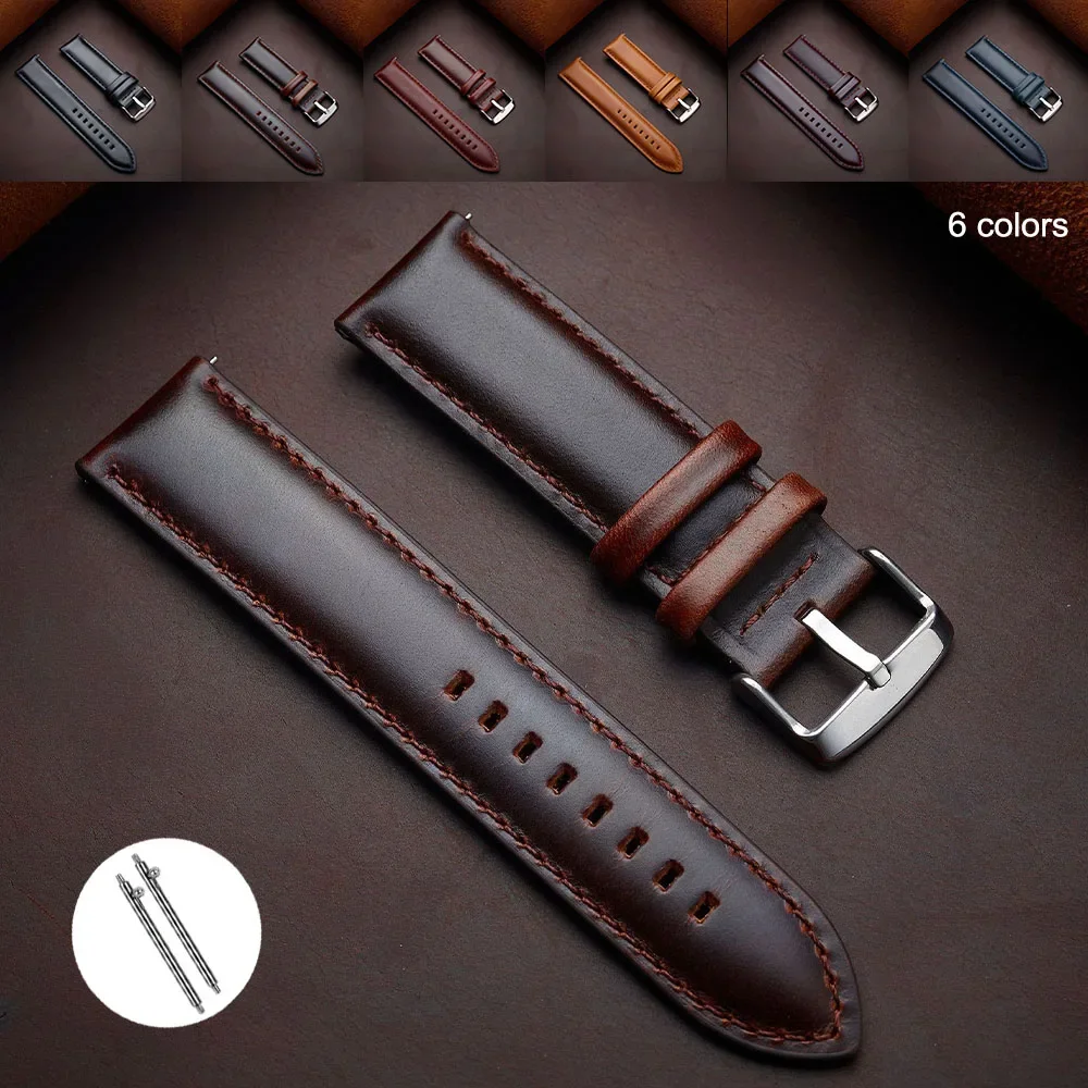 Handmade Leather Bracelet for Seiko Watch Band 18mm 20mm 22mm 24mm 26mm Brown Strap Quick Release Wristband Women Men Accessory