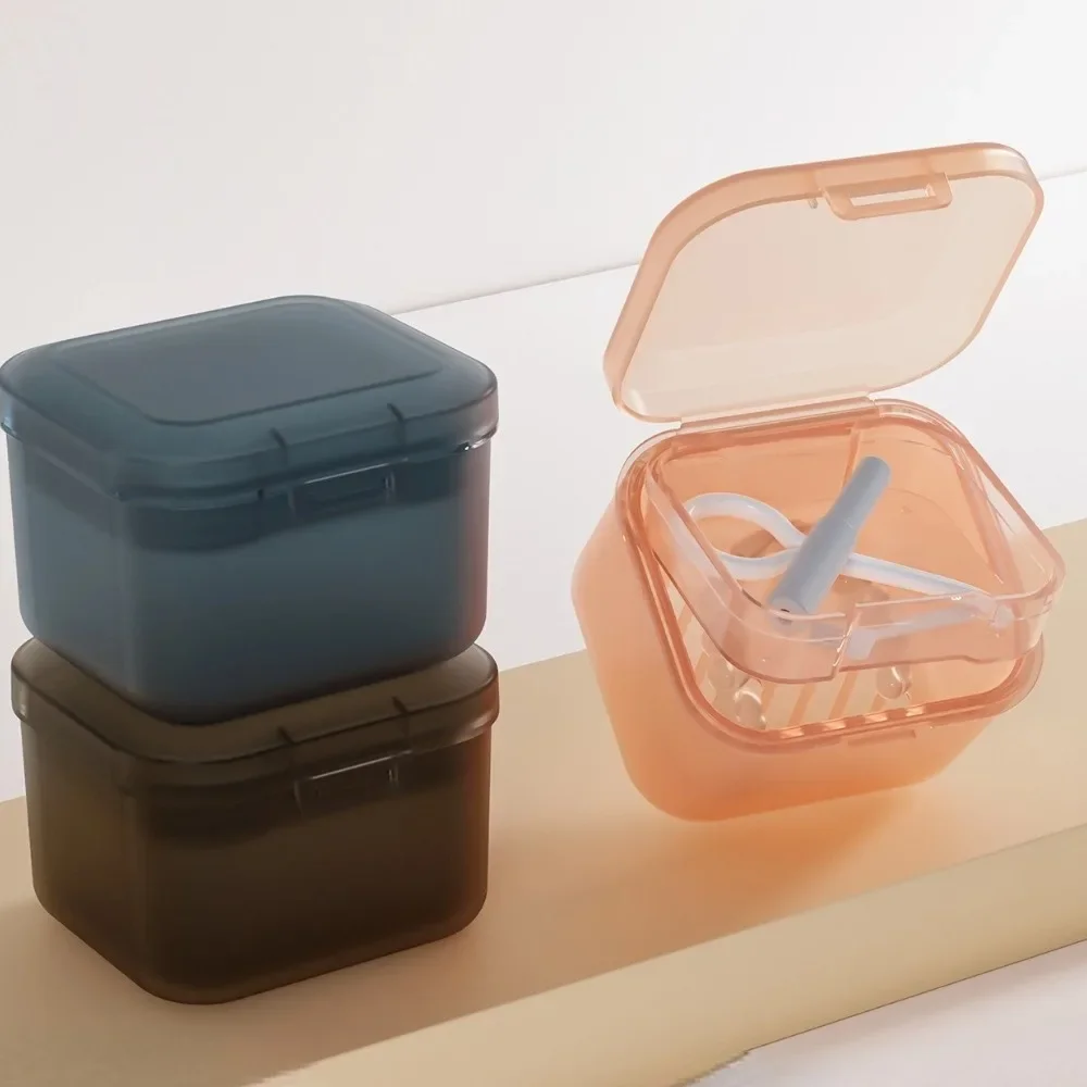 Leakproof Orthodontic Retainer Storage Box Denture Mouth Guard Case with Aligner Remover Tool Cleaning Brush for Home & Travel
