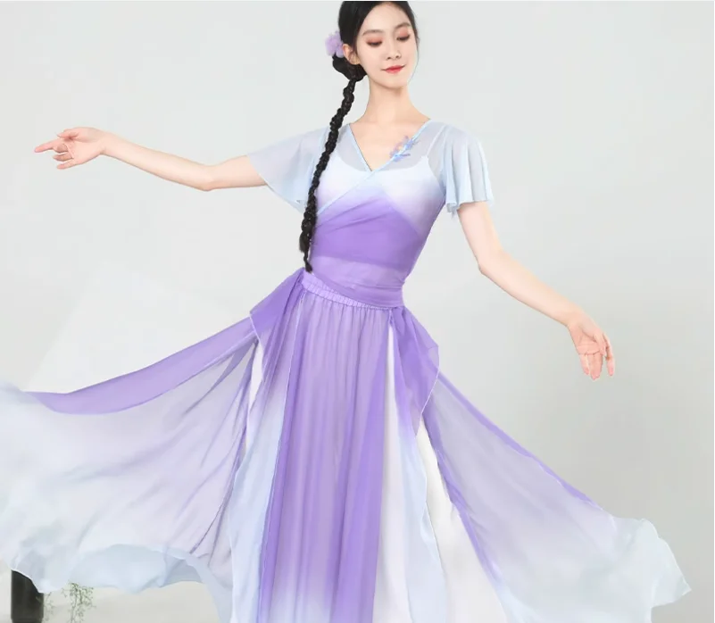 

New Classical Dance Dress Gradient Ethnic Dance Dress Body Rhyme Dress