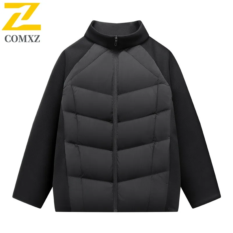 COMXZ 2025 Men Winter Stand Collar Puffer Jacket American Style GrapheneThickened Waterproof Windproof Casual Outdoor Sport Coat