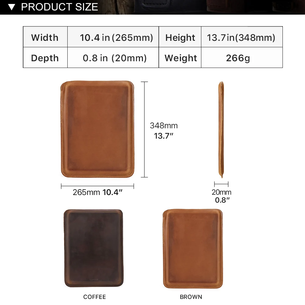 Suitable for Macbook Pro 14.2-inch leather protective case, vintage crazy horse leather notebook sleeve computer bag