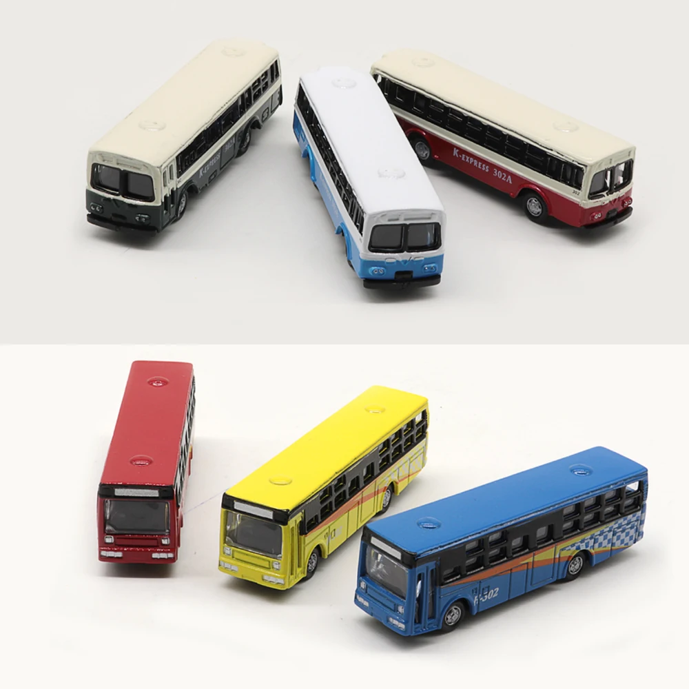 1pc N Scale Miniature Bus 1:150 Alloy Painted Car Vehicle Toys DIY Architecture Building Materials for Diorama Random Color