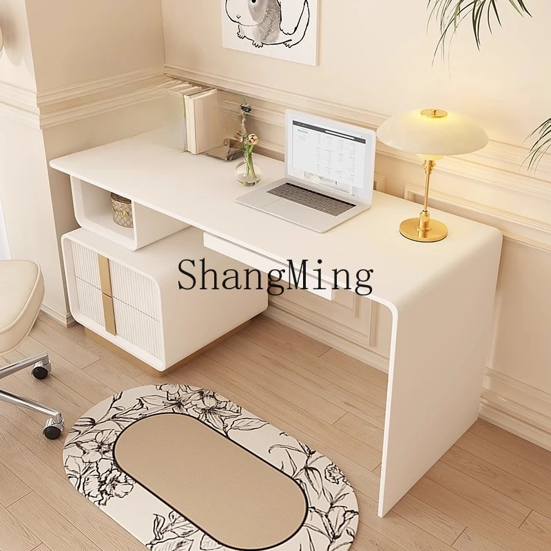 ZYY Cream Style Desk Bedroom Home Computer Desktop Integrated Writing Study Desk