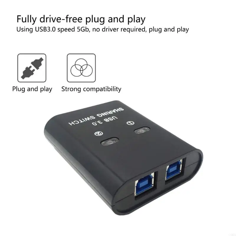 USB Printer Sharing Device, 2 in 1 Out Printer Manual Sharing Device 2Port KVM Switching Splitter Hubs Converters