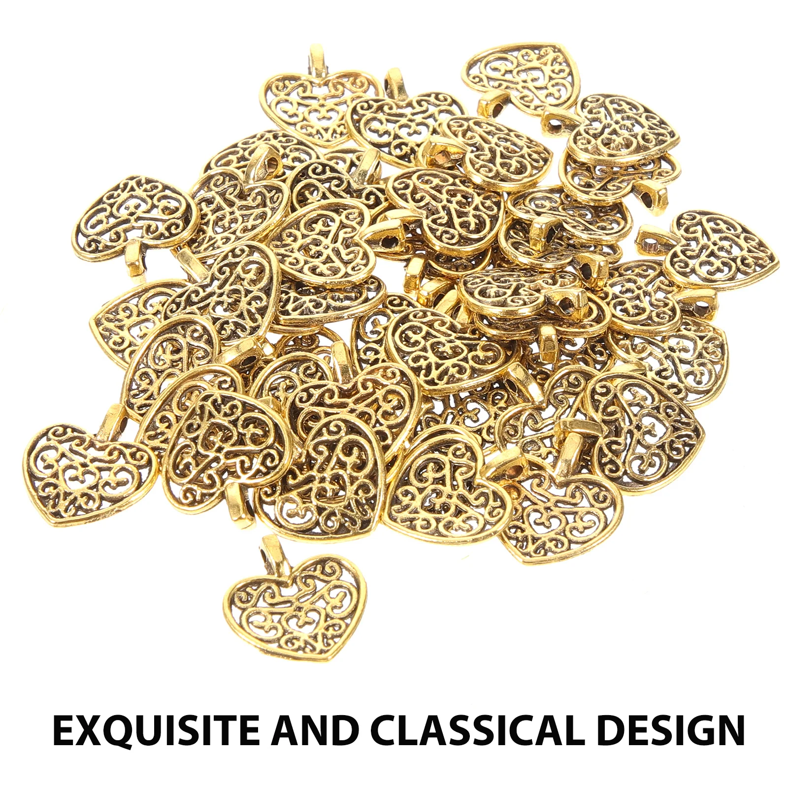 

50Pcs Hollow Heart Alloy Pendant Charms DIY Necklace Earrings Bracelet Accessories Women Jewelry Making Women Alloy Pendants