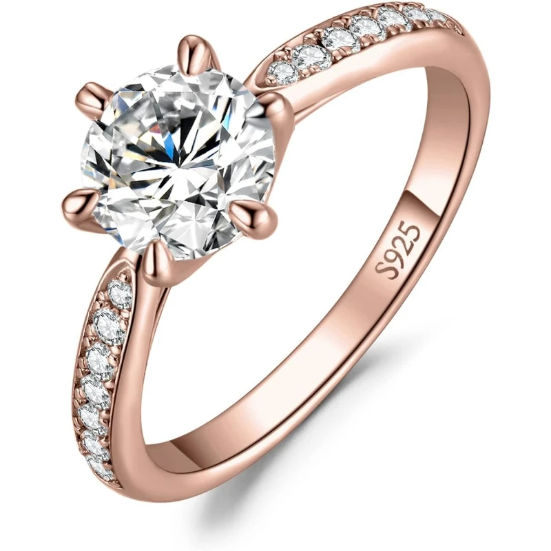 

Кольцо с круглым муассанитом 3 карата для женщин, гипоаллергенное, из стерлингового серебра 925 пробы, ювелирное изделие D VVS1 с покрытием из белого золота 18 карат.