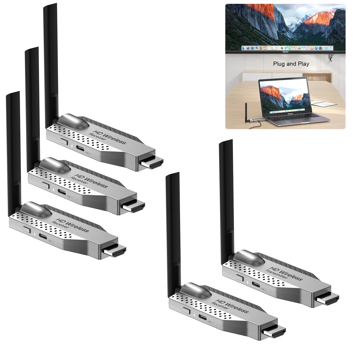 100M HDMI Wireless Transmission Video Transmitter Receiver Splitter TV Box Laptop PC To TV Screen Share Display Adapter Extender