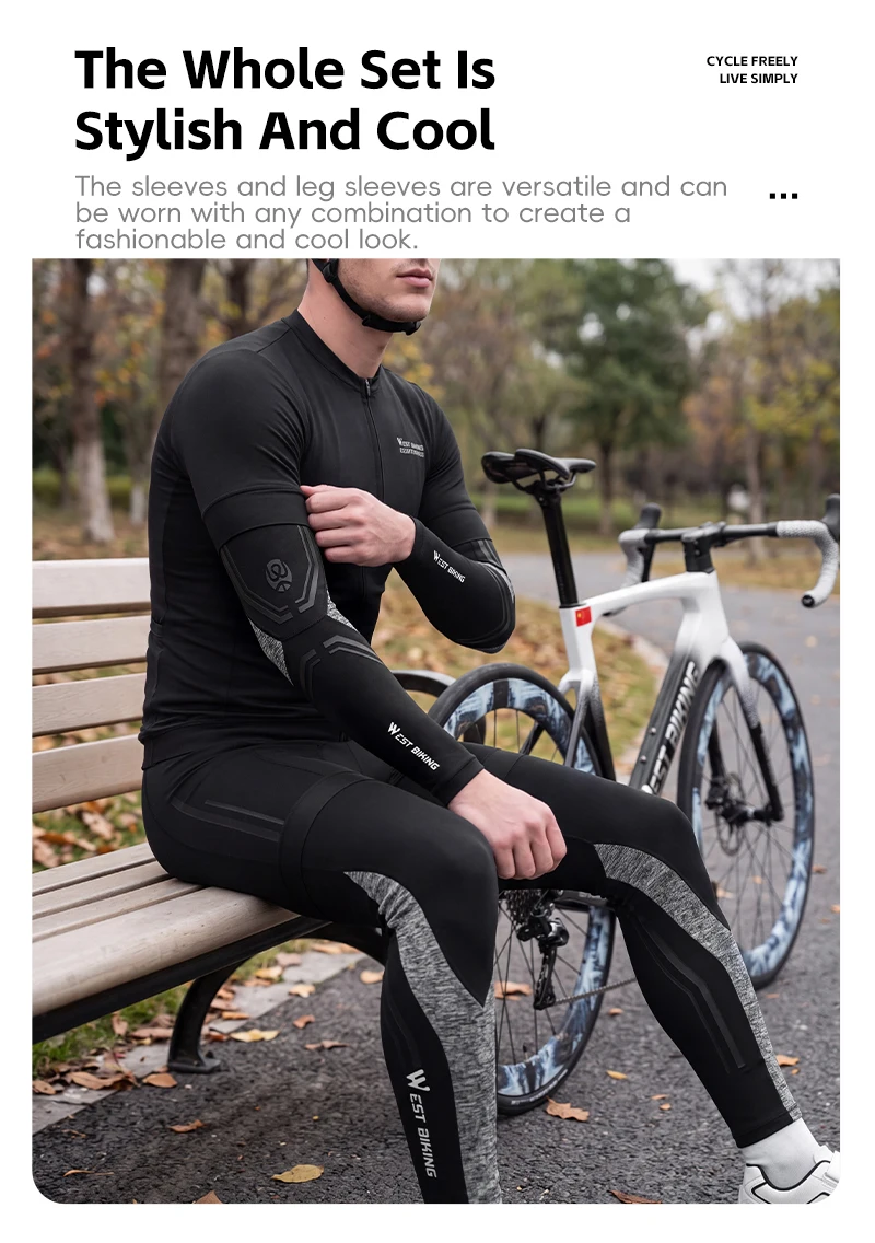 WEST BIKING Fahrrad-Beinwärmer und Armstulpen-Set, Fleece-Thermo-Winter-Fahrrad-Beinkompressionsabdeckungen, Rutschfeste MTB-Rennrad-Ausrüstung – Detail 10