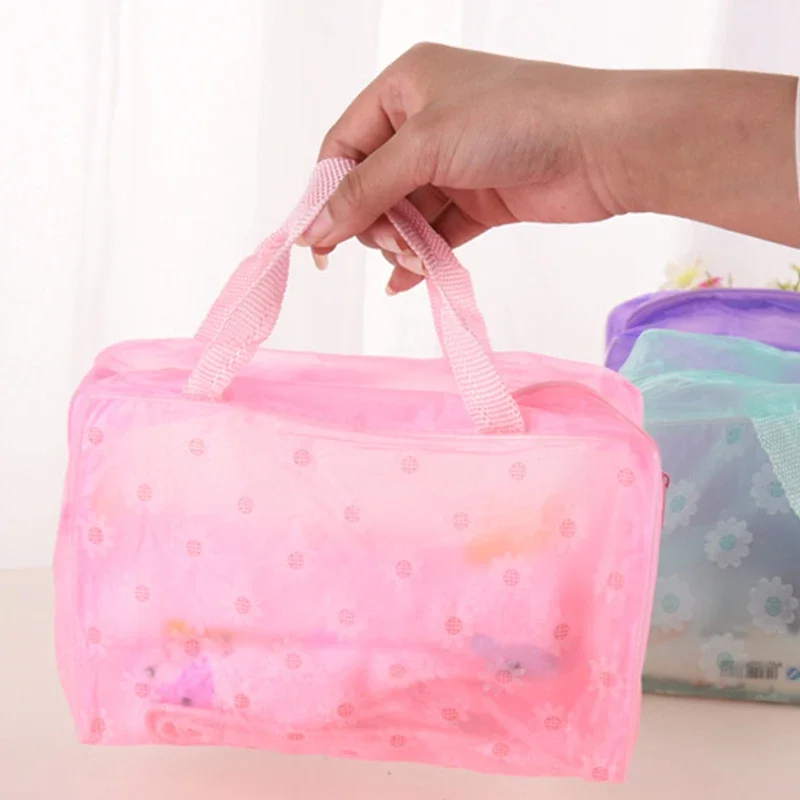 Useful Multifunctional Floral Waterproof Storage Bag Make Up Bag New Women PVC Zipper Toiletry Transparent Travel Cosmetic Bag