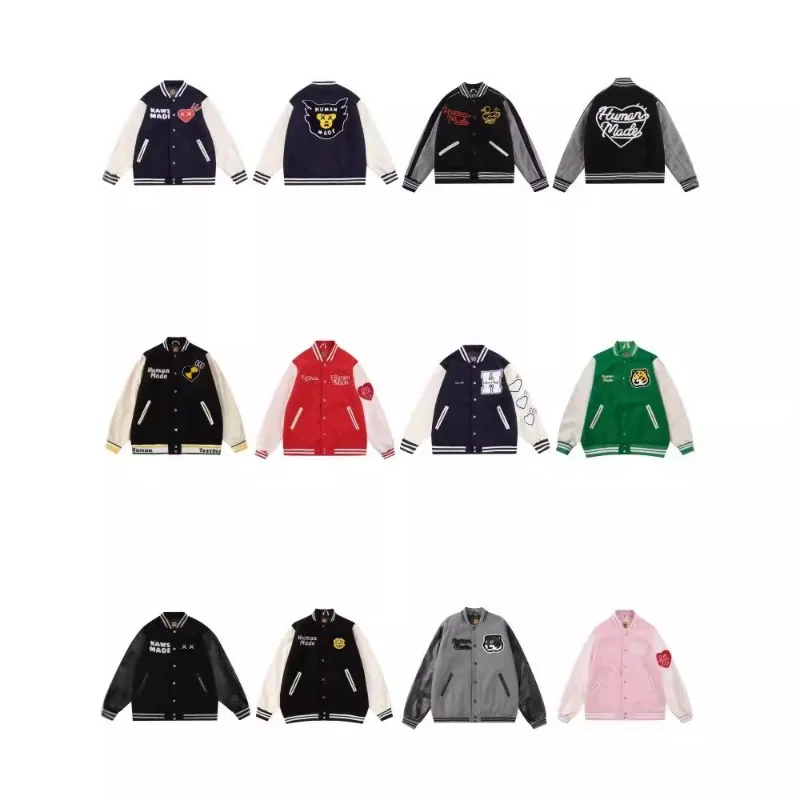 Human Made Duck Tiger Stitched Letterman Jacket Casual Outerwear for Men Women