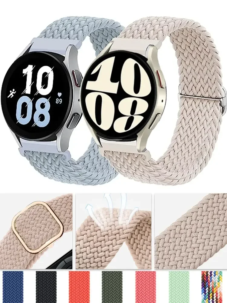 20mm 22mm Band for Samsung Galaxy Watch 4/5/6/5 Pro/6 Classic/gear S3/active 2 Braided Solo Loop Bracelet Huawei GT 2e 3 4 Strap