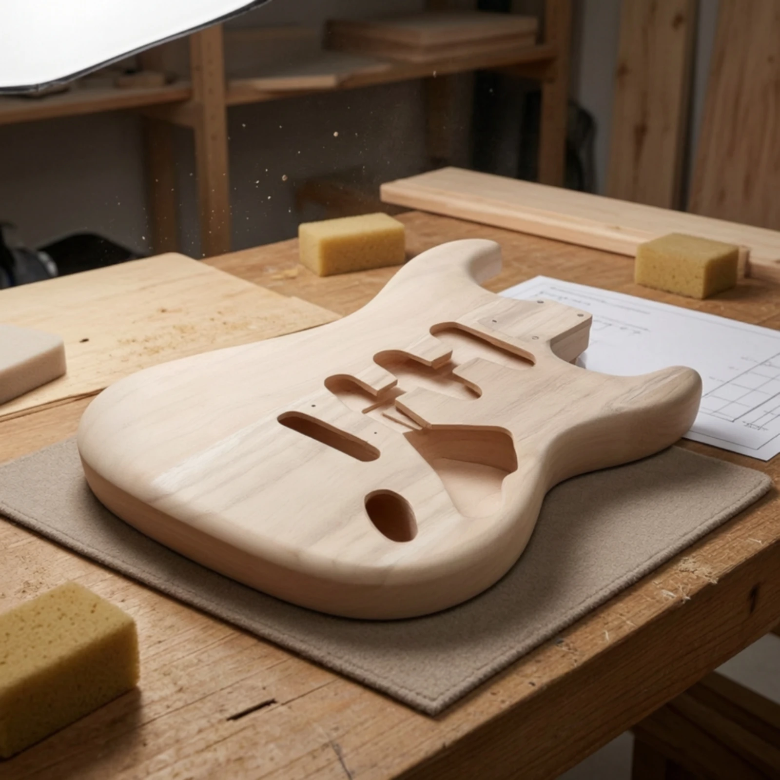 ST Guitar Body Unfinished Lightweight Paulownia Natural Wood Blank Routed SSS Electric Guitar Body for Custom Finishes