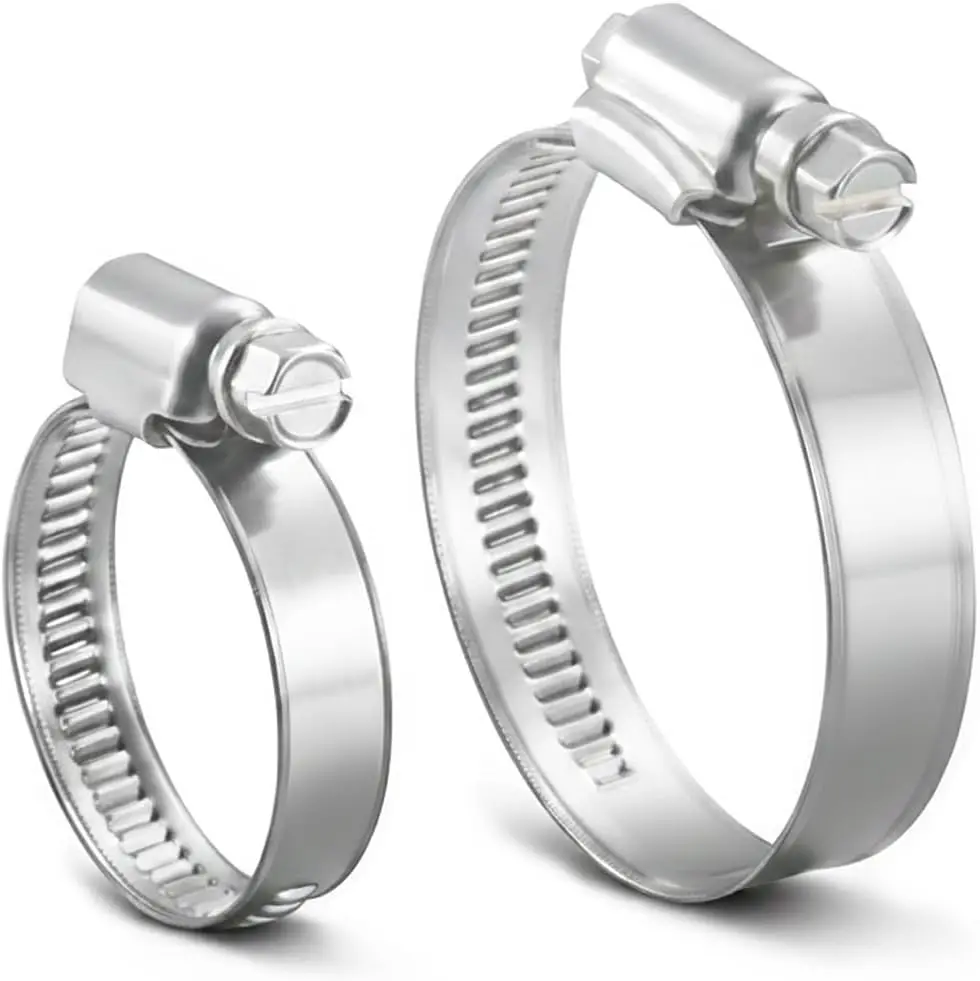 304 Stainless Steel German Type Hose Clamp 9mm Band Width Adjustable Pipe Clamp for Water Oil Gas Hose Tube Fastener Fitting