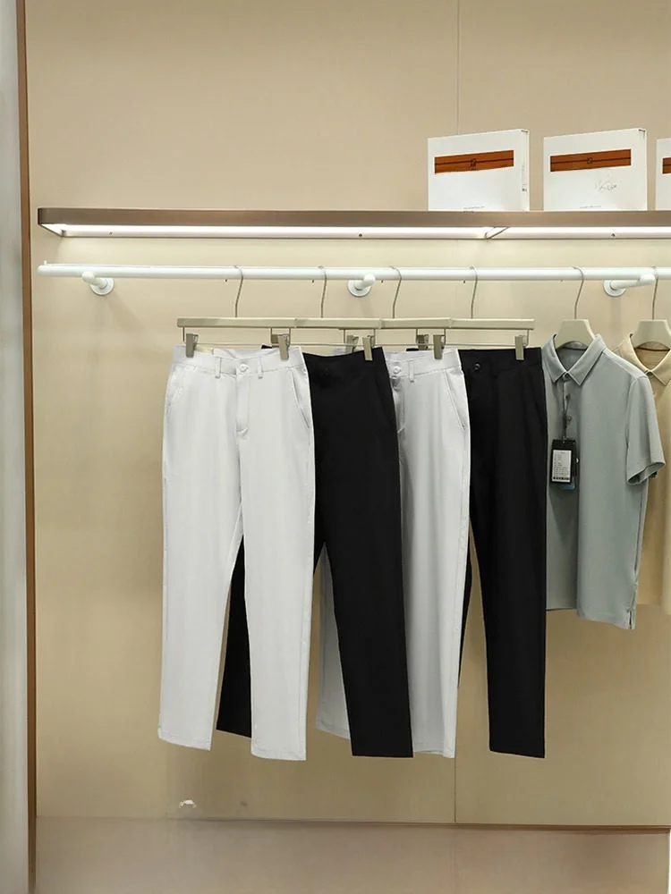 Leisure City Men's Lightweight Breathable Quick Dry Golf Series Casual Pants Comfortable Straight Leg Zipper mid Waist