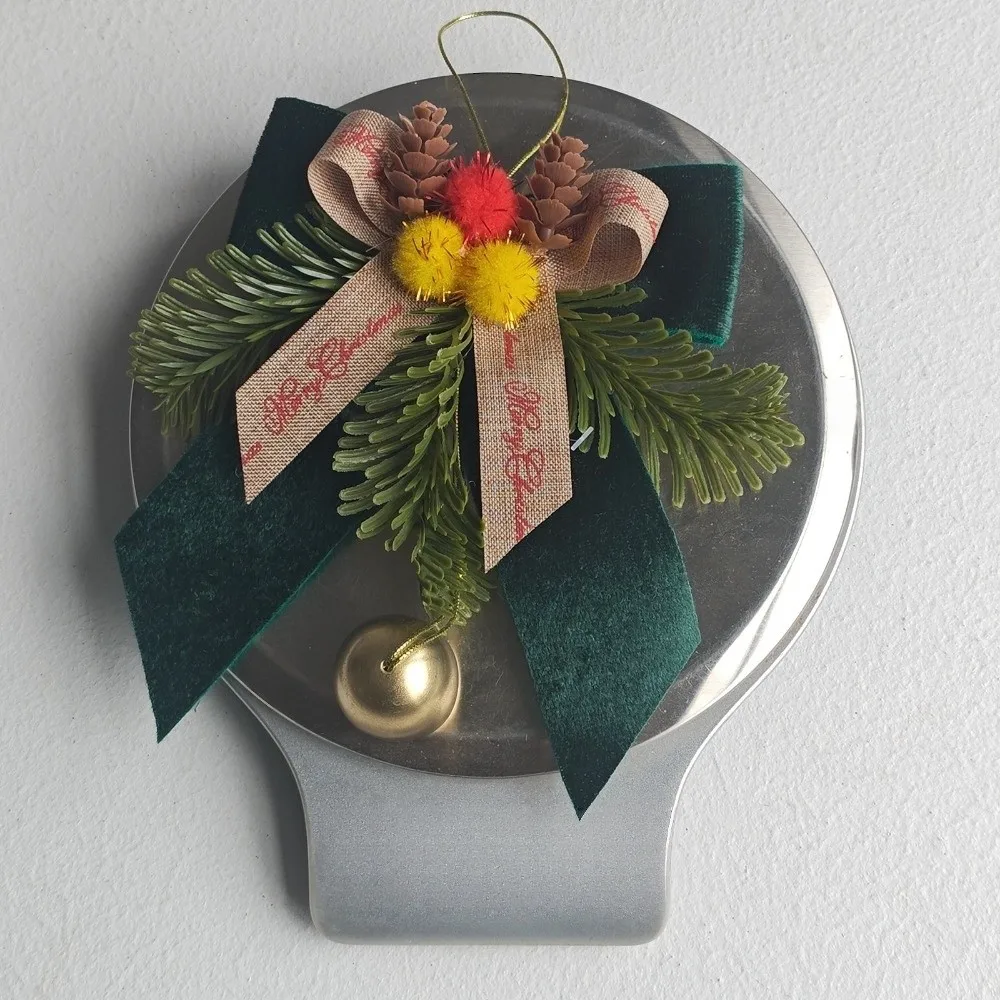 Delicate Christmas Bowknot Bell Pendant Bow with Bell Velvet Christmas Tree Decor PVC Pine Needle Pinecone Decoration