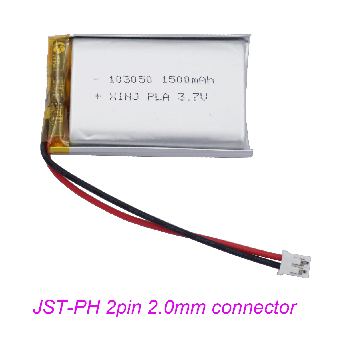 

3.7V 1500mAh 5.55Wh Polymer Lipo Lithium Rechargeable Battery JST 2pin 2.0mm Connector 103050 For Driving Recorder Car Camera