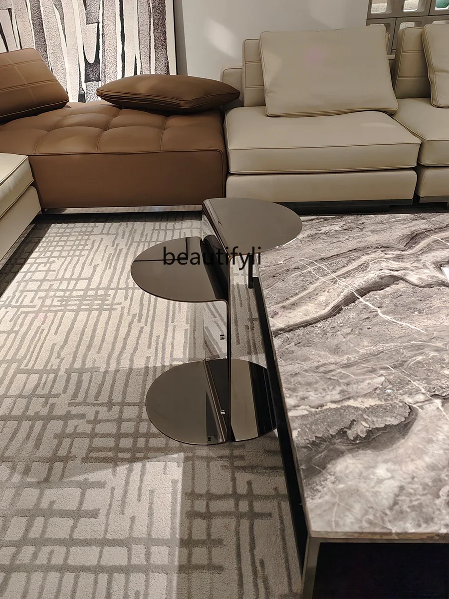 01A Modern Light Luxury Stone Plate Corner Table Minimalist Sofa Removable Tea Side Table Living Room Small Coffee Table