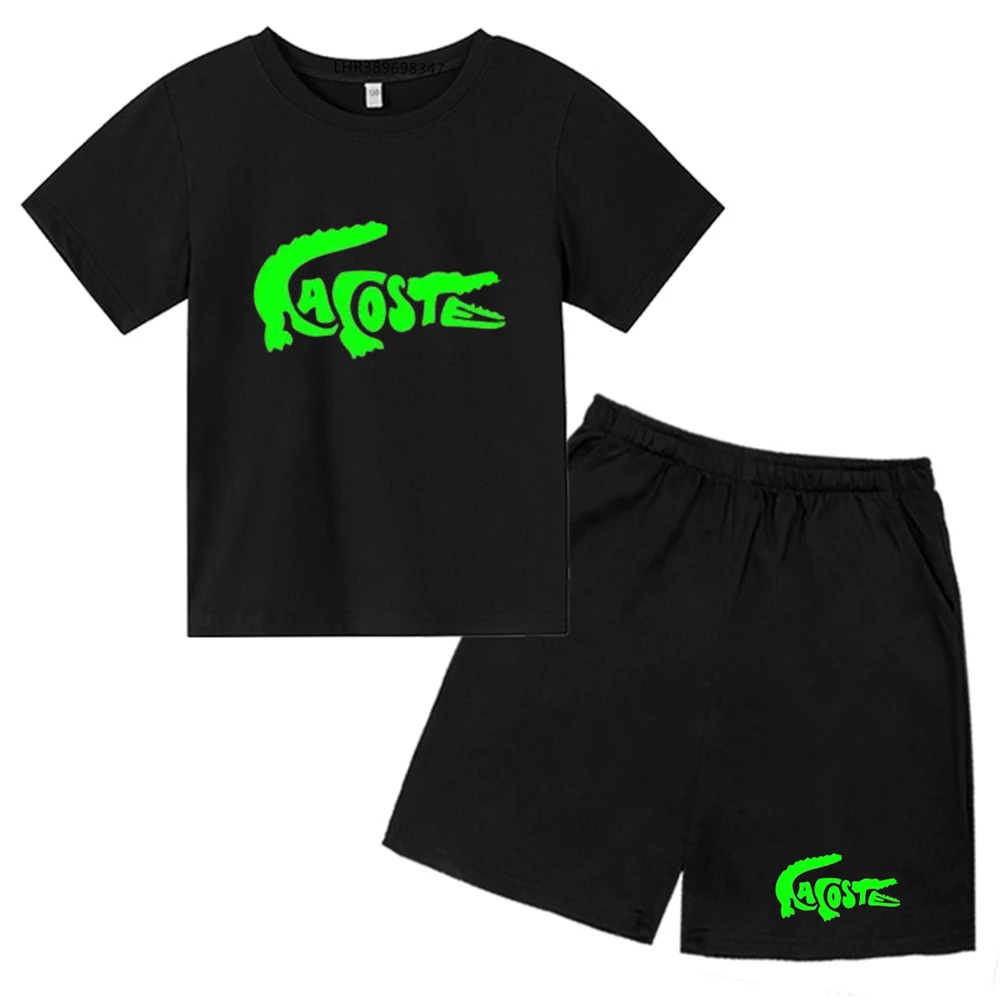 

Summer Casual Short Sleeve brand clothingSuitable for children age 3-12 Boys Girls Round Neck T-shirt+Shorts set Cotton