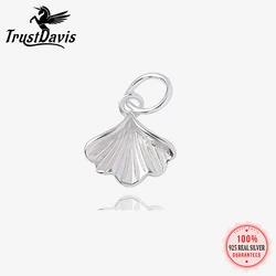 TrustDavis Real 925 Sterling Silver Ginkgo biloba leaves Plant Bracelet Necklace Handmade DIY Accessories Fine Jewelry DZ1647