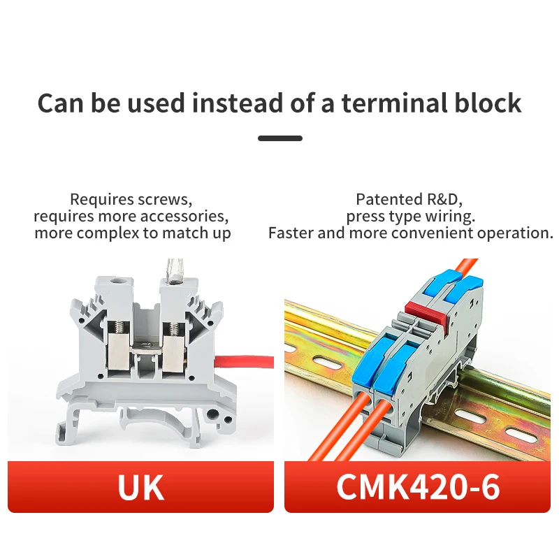 6 مللي متر DIN السكك الحديدية كتل طرفية ربط مجاني المدمجة سريعة رافعة الأسلاك موصل الربيع كابل اتصال محطة الصحافة 32A 450 فولت #3