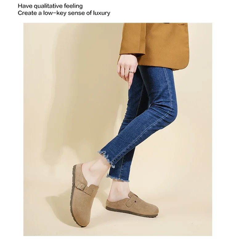 Damen-Freizeitsandalen, Slipper im koreanischen Stil, flache Loafer, rückenfreie Slipper, trendige Alltagsschuhe für draußen. – Detail 11