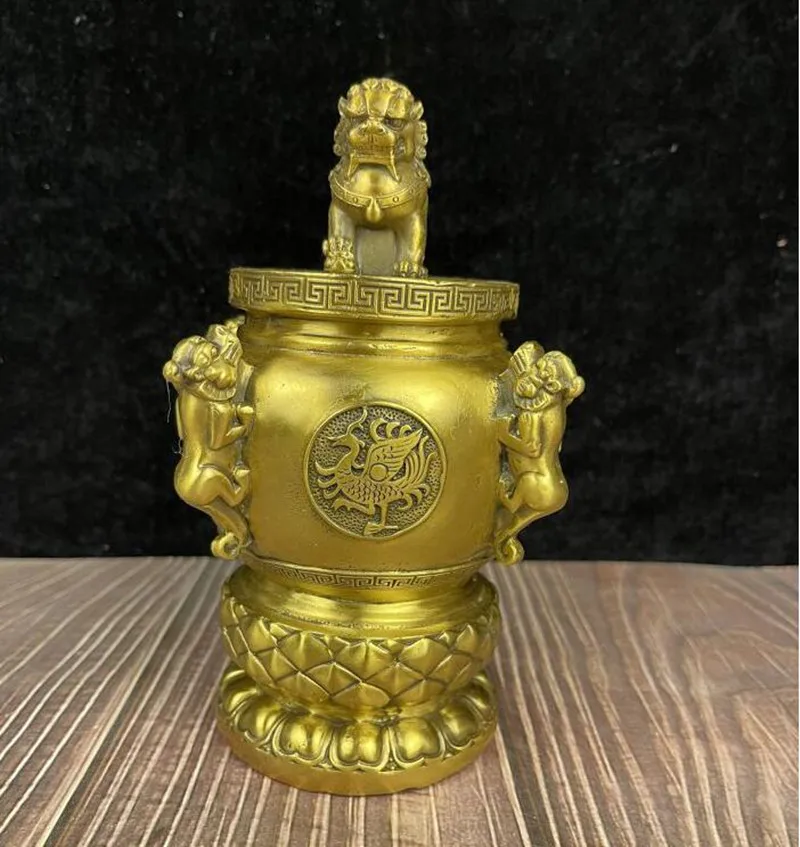 

Archaize brass four God beast recruit wealth jar desktop decoration crafts statue