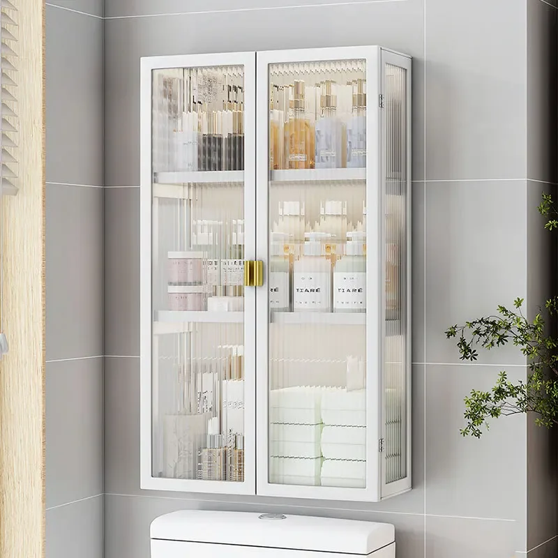 The storage cabinet above the toilet shelf is non-perforated, and the bathroom toilet waterproof wall cabinet is a multifunction