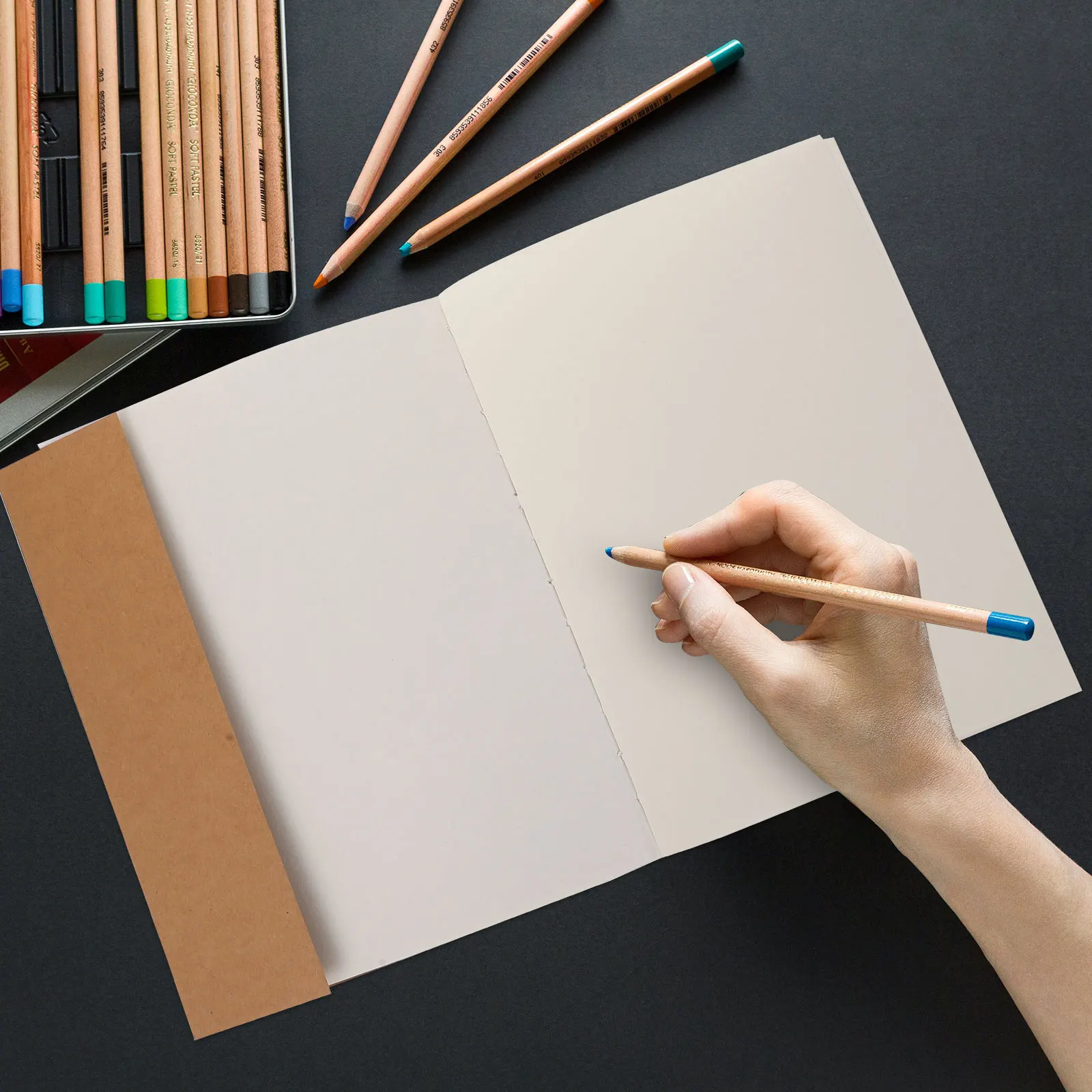 

Black Notebook Blank Sketching Drawing Journal Hardbound Double Sided