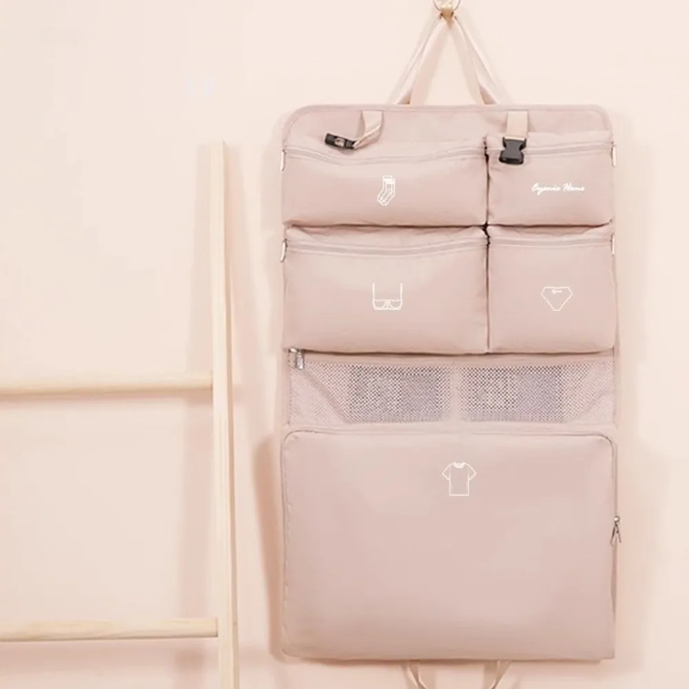 Hanging Luggage Organizer Pouch Large Capacity Foldable Travel Bag Organizer with Handle Moisture-proof Packing Cubes Suitcase