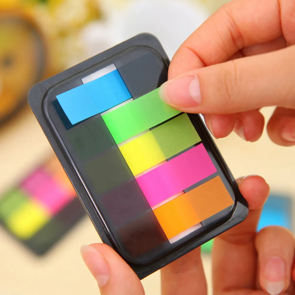 Neon Index Tabs Memo Notes Self-Stick Paper Flags for Bookmarking Office School Supplies Index Tabs Self-Stick Pad