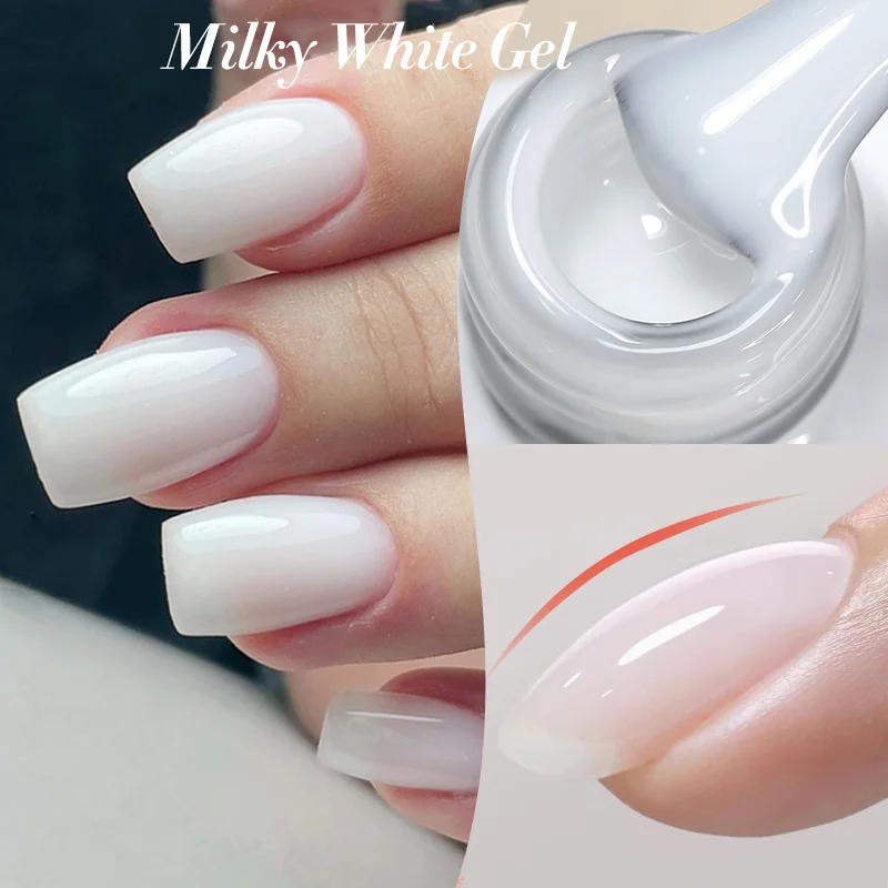 BORN PRETTY 10ml Milky Jelly White Gel Nail Polish Semi Permanent Soak Off French Nails Manicure UV LED Varnish Base Top Coat