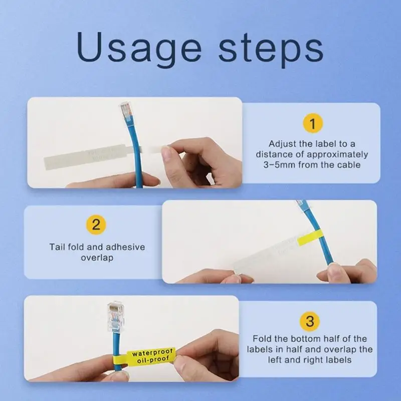 Thermal Printing Adhesive Labels Oil Proof Waterproof Cable Label For Charging Wire Electronics Cable Organization K1KF