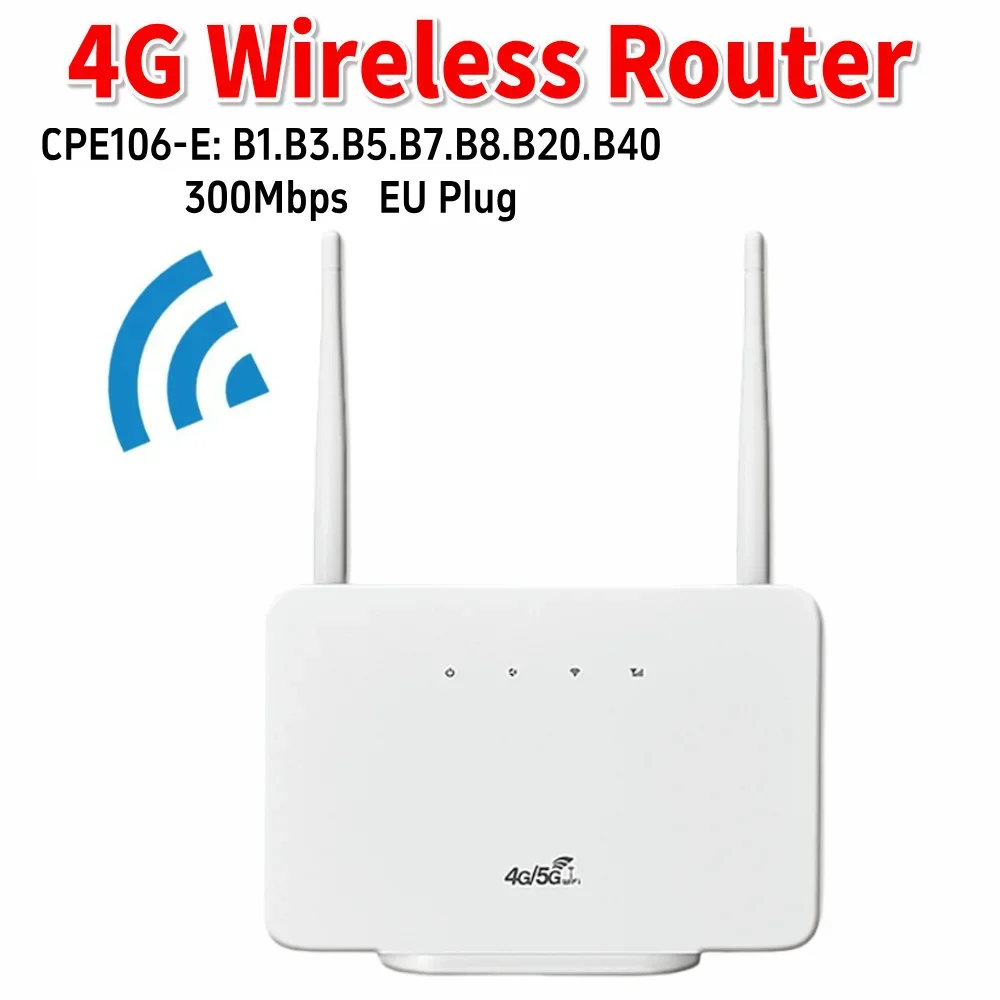 무선 핫스팟 300Mbps 4G LTE CPE WIFI 라우터 모뎀 외부 안테나와 심 카드 슬롯 포함 EU 플러그 지원 10명 사용 가능 가정용