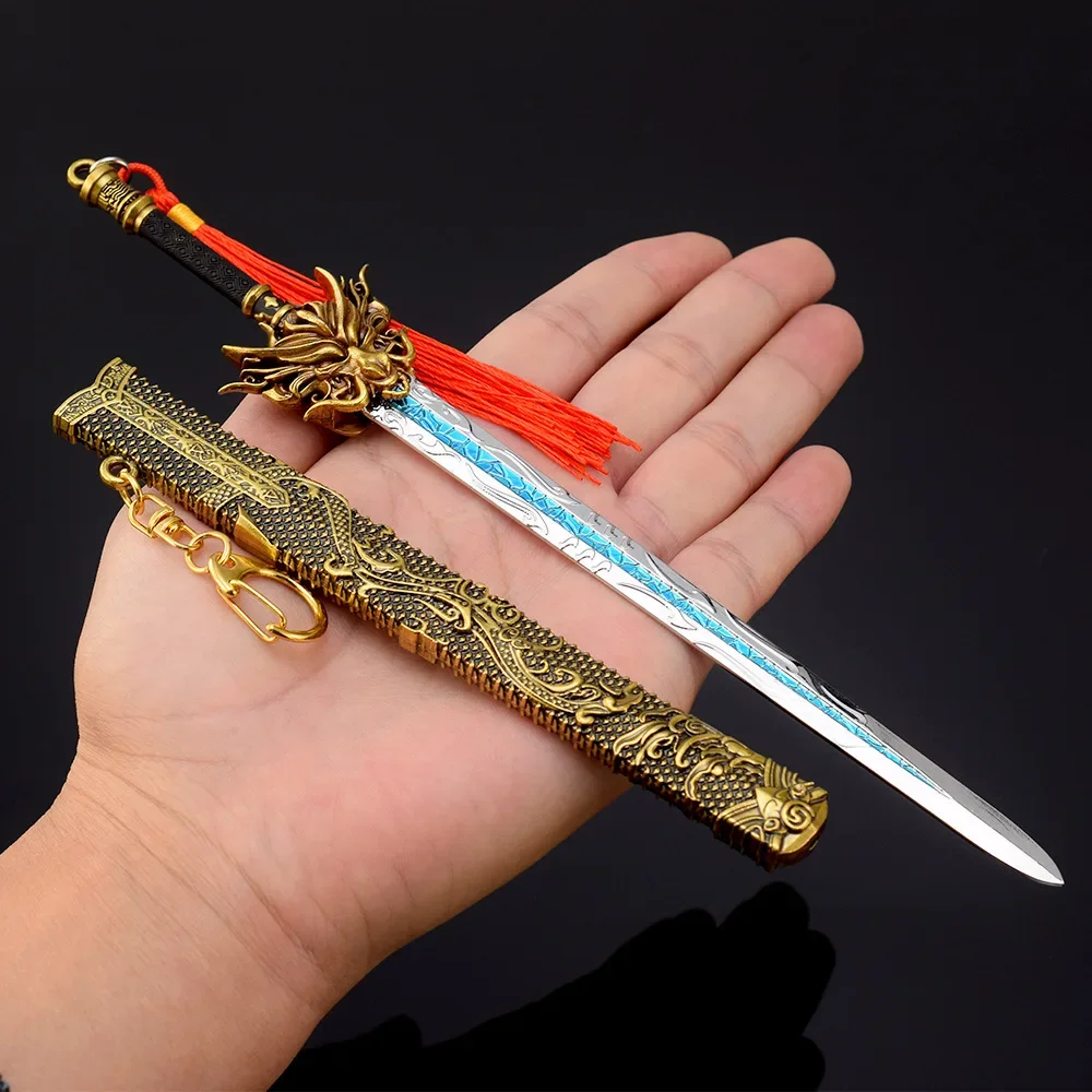 22CM Golden Dragon Sword with Sheath Chinese Famous Ancient Cold Weapon Full Metal Craft Model Safe Cosplay Swords Toy Boy Gifts