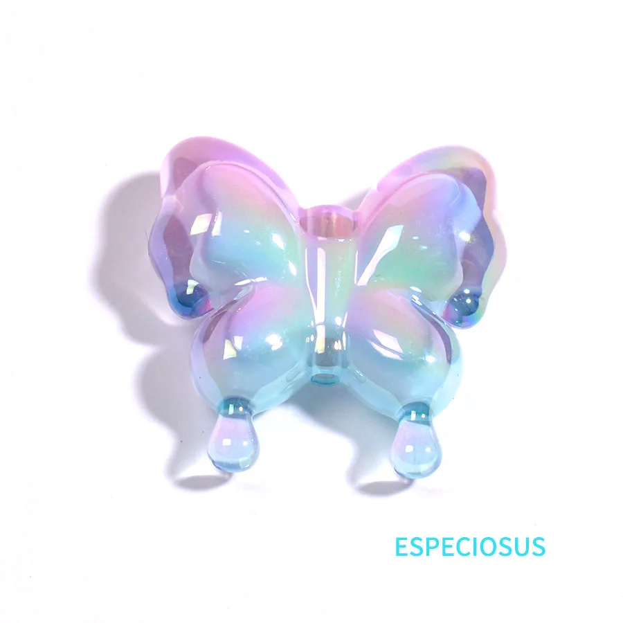 Transparent Multi Color Butterfly Bead Beads UV Plated Insect Charms Necklace Pendant Department DIY Fashion Jewelry Accessories