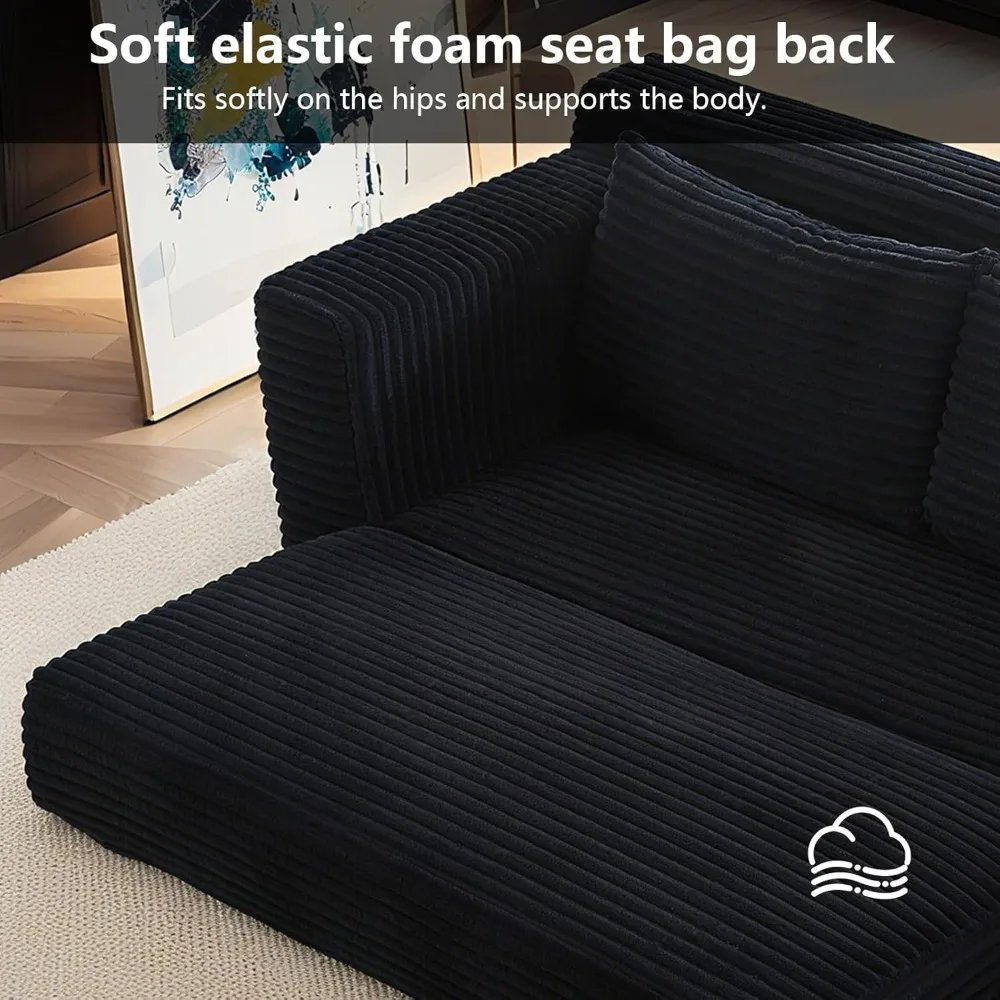 أريكة Loveseat أريكة سرير بدون عظم، تصميم 2 في 1 قابل للتحويل، قماش سروال قصير - أريكة رغوة الذاكرة المدمجة للمساحات الصغيرة، Apar