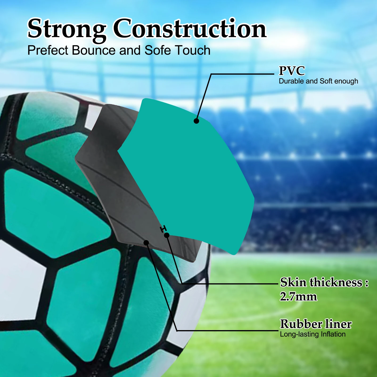 광택 마감의 다용도 심리스 9인치 풍선 축구공