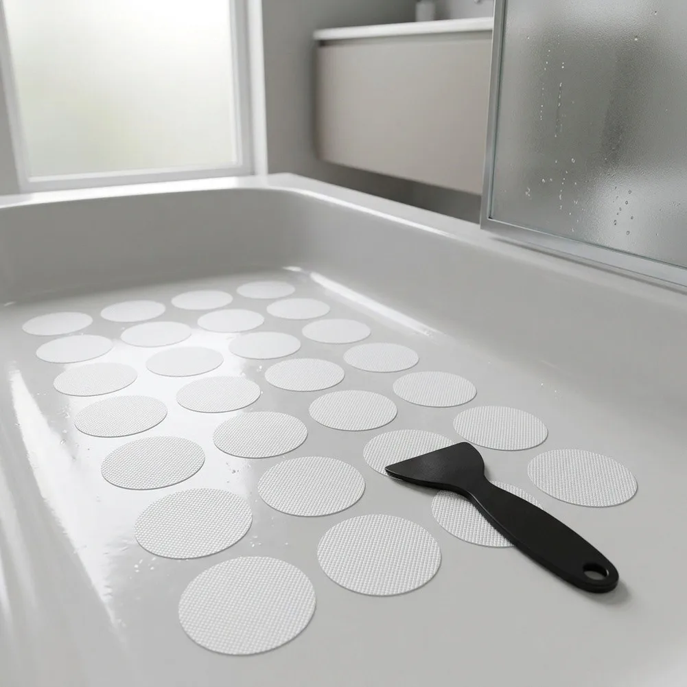 Non-Slip Bathtub Stickers for Home Safety 24 Count with Dense Friction Optimized for Wet Conditions and Daily Use
