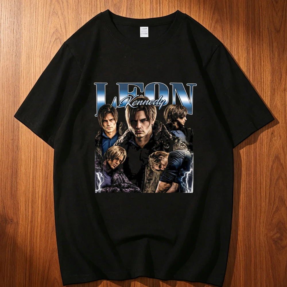 Leon Kennedy cotton men Classic Colorful Psychedelic Vintage streetwear University top tees Punk Comfortable streetwear graphic