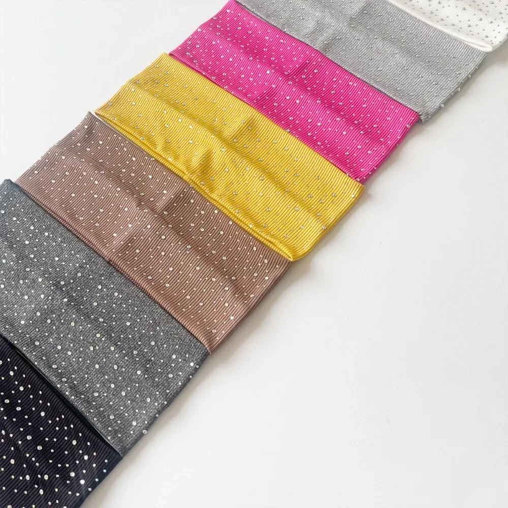 

Новая повязка на голову для йоги, впитывающая пот, блестящий эластичный тюрбан с бриллиантами, однотонный дышащий обруч для волос, мытье лица