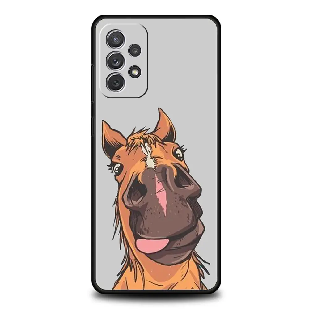 Case For Samsung A15 A13 A51 A71 A41 A31 A21S A03S A05 A12 A32 A52 A23 A25 A33 A53 A73 5G Cover Animal Galloping Girl Drawing